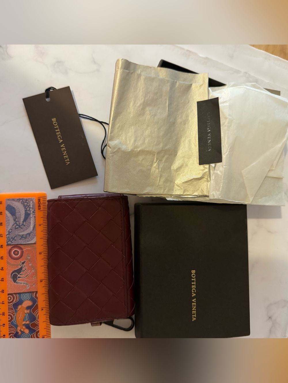 Bottega Veneta key case nappa intrecciato Dark Bordeaux unisex